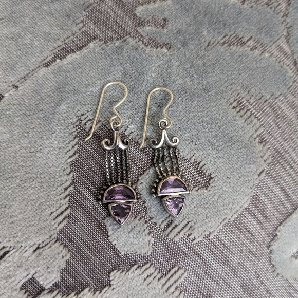 Sterling silver amethyst earrings - Picture 4 of 4